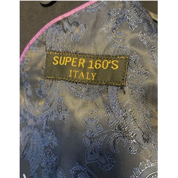 Perry Ellis Portfolio Super 160s Italy Blue Suit Jacket Blazer 40R - Picture 5 of 12